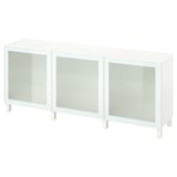 BESTÅ Rangement à portes, blanc Glassvik/Stubbarp/blanc/vert clair verre dépoli, 70 7/8x16 1/2x29 1/8 "