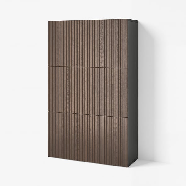 BESTÅ Rangement à portes, brun-noir Björköviken/brun chêne plaqué teinté, 47 1/4x16 1/2x76 "