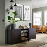 BESTÅ Rangement à portes, brun-noir Hedeviken/Mejarp/brun foncé chêne plaqué teinté, 70 7/8x16 1/2x29 1/8 "