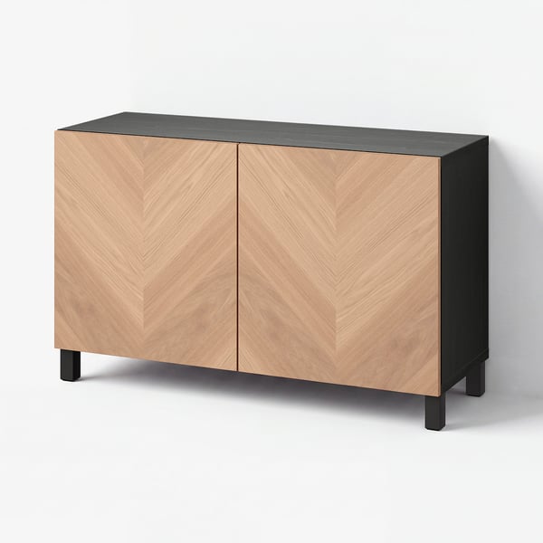 BESTÅ Rangement à portes, brun-noir/Hedeviken/Stubbarp chêne plaqué, 47 1/4x16 1/2x29 1/8 "