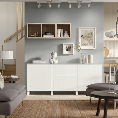 BESTÅ Rangement avec tiroirs, blanc/Förvaltare blanc, 70 7/8x16 1/2x29 5/8 "