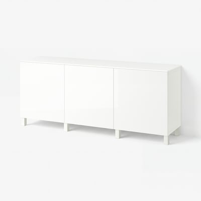 BESTÅ Rangement avec tiroirs, blanc/Selsviken/Stubbarp blanc ultrabrillant, 70 7/8x16 1/2x29 5/8 "