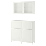 BESTÅ Rgt portes/tiroirs, blanc Smeviken/Ostvik/Kabbarp verre transparent blanc, 47 1/4x16 1/2x83 7/8 "