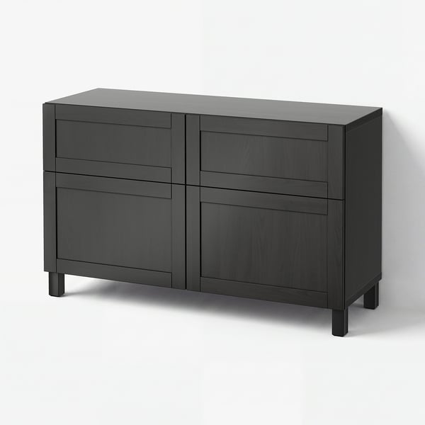 BESTÅ Rgt portes/tiroirs, brun-noir/Hanviken/Stubbarp brun-noir, 47 1/4x16 1/2x29 1/8 "