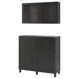 BESTÅ Rgt portes/tiroirs, brun-noir/Hanviken/Stubbarp verre transparent brun-noir, 47 1/4x16 1/2x83 7/8 "