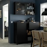 BESTÅ Rgt portes/tiroirs, brun-noir/Lappviken/Stubbarp verre transparent brun-noir, 47 1/4x16 1/2x83 7/8 "