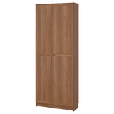 BILLY Bibliothèque avec portes, brun effet noyer, 31 1/2x11 3/4x79 1/2 "