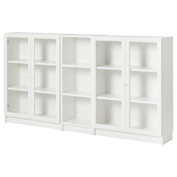 BILLY / OXBERG Bibliothèque avec portes, blanc/verre clair, 78 3/4x11 3/4x41 3/4 "