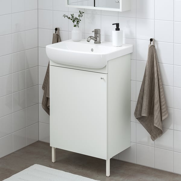 BJÖRKÅN Lavabo avec siphon/mitigeur, blanc, 21 1/4x15 3/4 "