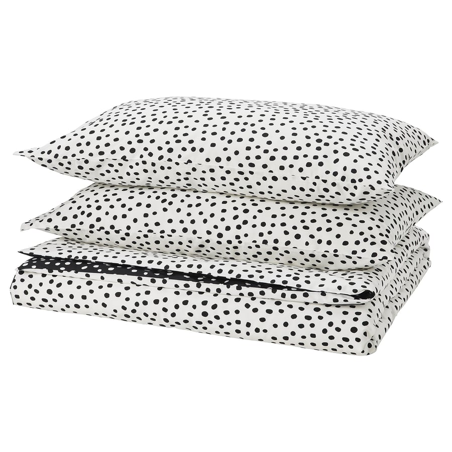 Housse De Couette IKEA Nattljus – Twin, Coton Géométrique Marron Et Blanc Cassé