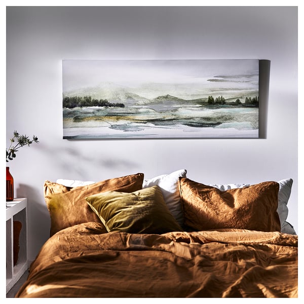 BJÖRKSTA Reproduction encadrée, nature verdoyante/noir, 55x22 "