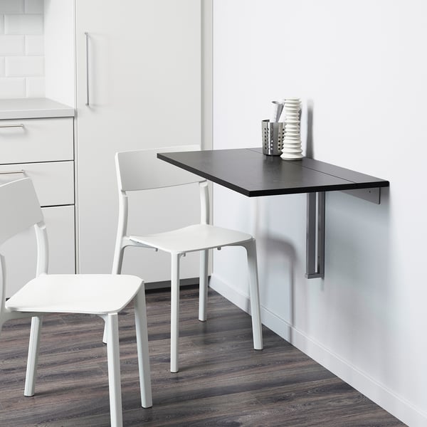 BJURSTA Table  murale   abattant brun noir IKEA 