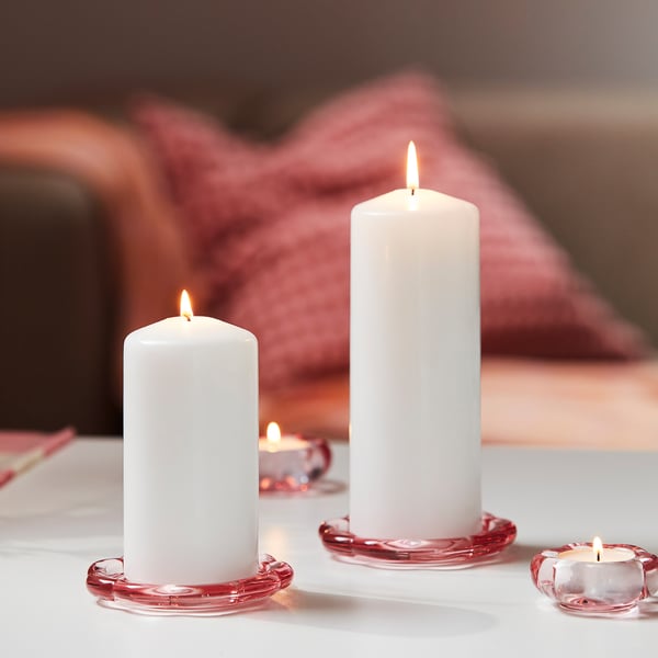 BLADFÅGEL Plat pour bougie, rose, 4 ¼ "