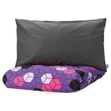 BLÅSKATA Housse de couette et 1 taie, violet/noir à motifs, 1 place