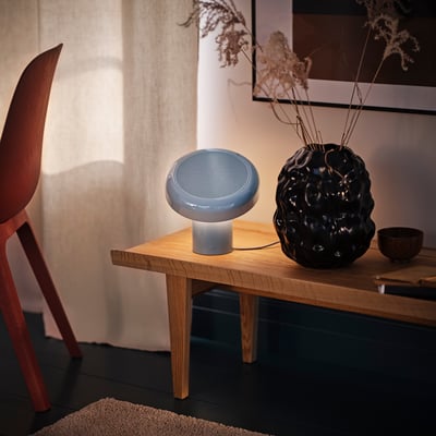 BLOMPRAKT Lampe haut-parleur bluetooth, bleu clair