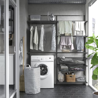 BOAXEL Rangement salle de lavage, anthracite, 64 7/8x15 3/4x79 "