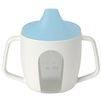 BÖRJA Gobelet à bec, blanc/bleu