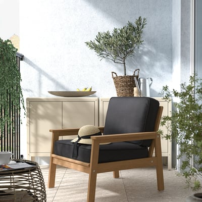 BONDHOLMEN Fauteuil, extérieur, brun/Järpön/Duvholmen anthracite