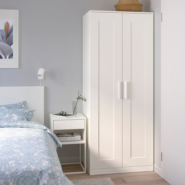 BRIMNES Armoire-penderie à 2 portes, blanc, 30 3/4x74 3/4 "
