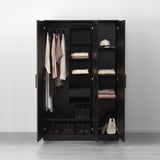 BRIMNES Armoire-penderie à 3 portes, noir, 46x74 3/4 "