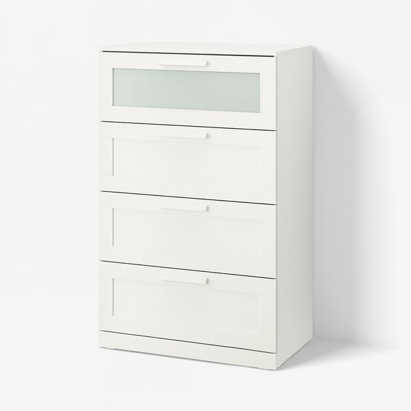 BRIMNES Commode à 4 tiroirs, blanc, 30 3/4x18 1/8x48 7/8 "