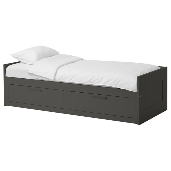 Brimnes Lit D Appoint 2 Tiroirs 2 Matelas Gris Husvika Ferme Une Place Magasinez Chez Ikea Ikea