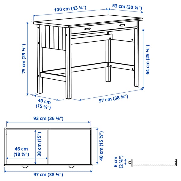 BRYTNING Bureau, blanc, 43 1/4x20 7/8x29 1/2 "