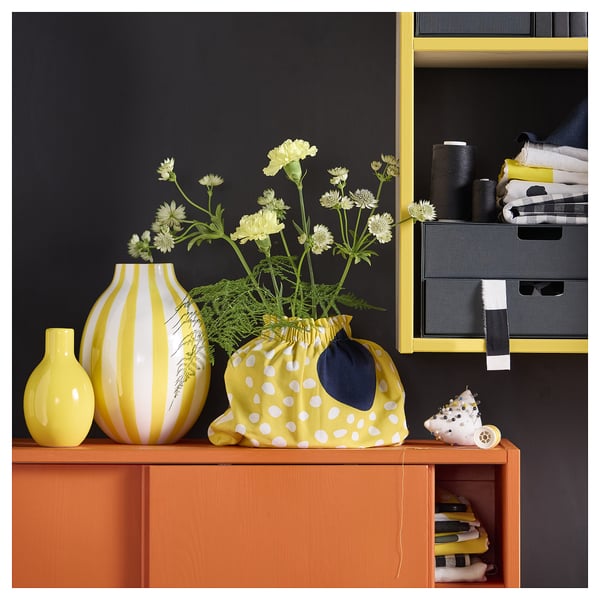 BUSKOPUNTIA Tissu précoupé, jaune noir/blanc/motif à pois, 59x118 "