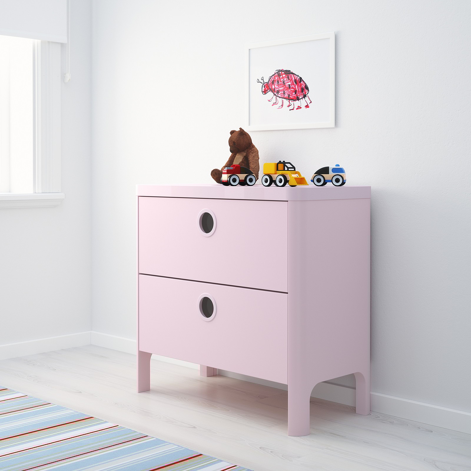 BUSUNGE Commode à 2 tiroirs, rose clair, 80x75cm. IKEA Canada IKEA