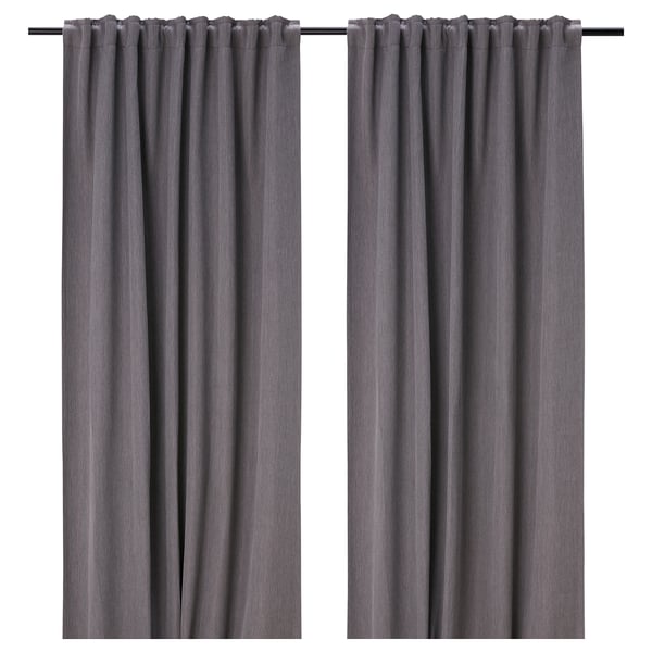 DAGÖGA Rideaux assombrissants, 2 panneaux, gris clair/ruban fronceur, 57x98 "
