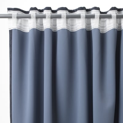 DAGÖGA Rideaux opaques, 2 panneaux, gris-bleu/ruban fronceur, 57x98 "