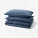 DOFTAKLEJA Housse de couette et taie(s), bleu foncé/brun clair, 2 places/grand 2 places