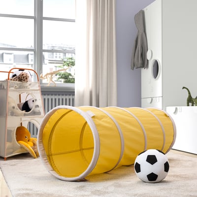DVÄRGMÅS Tunnel de jeu, jaune/beige