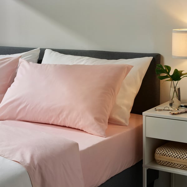 Dvala Ensemble Draps Rose Clair Tres Grand Deux Places Ikea Ca