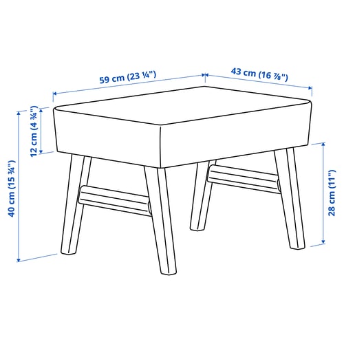 EKENÄSET Repose-pieds, eff chêne/Axvall blanc cassé