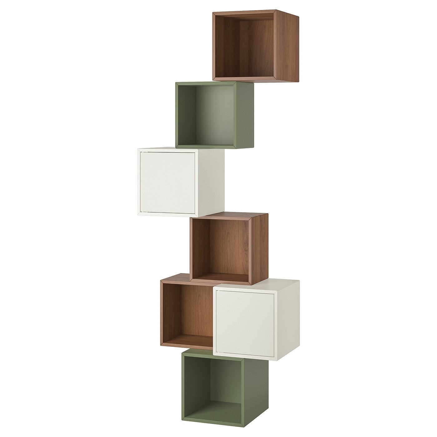 EKET Agencement rangement mural - effet noyer/blanc gris-vert 80x35x210 cm (31 1/2x13 3/4x82 5/8 ")
