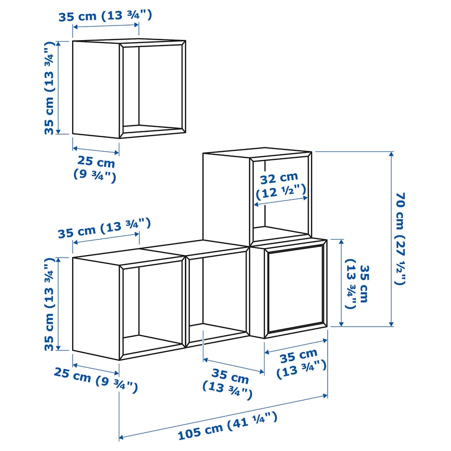 EKET agencement rangement mural, gris foncé, 105x35x120 cm (413/8x133