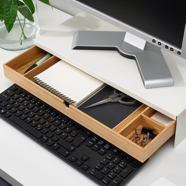 Elloven Support Ecran Avec Tiroir Blanc Ikea