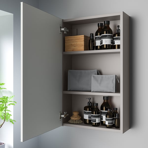 ENHET Armoire à pharmacie 1 porte, gris, 18x6 3/4x30 "