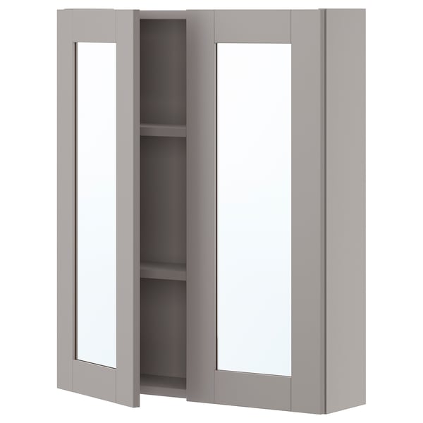 ENHET Armoire à pharmacie 2 portes, gris/gris cadre, 24x6 3/4x30 "