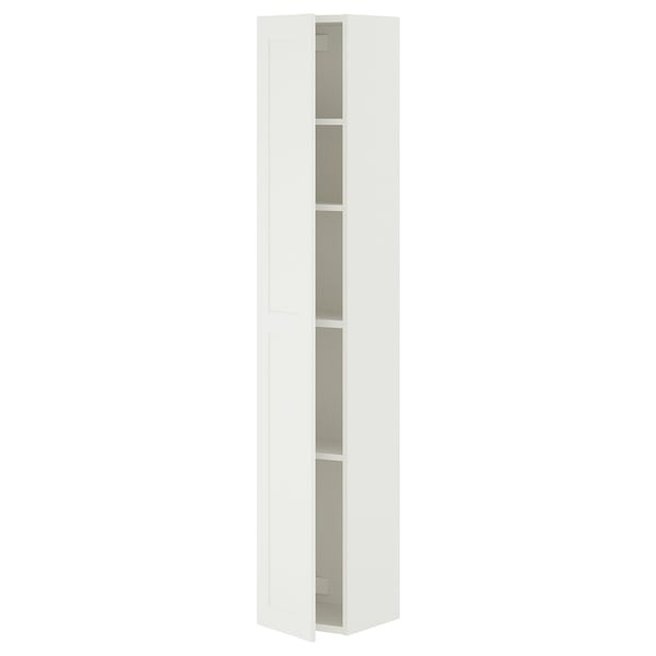 ENHET Armoire haute 1 porte, blanc/blanc cadre, 12x12 3/4x72 "