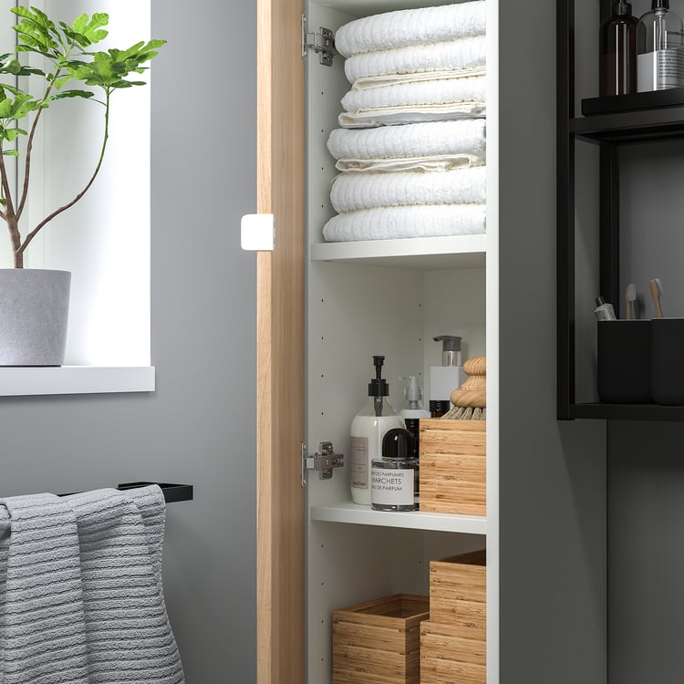 ENHET armoire haute 1 porte, blanc/eff chêne, 30x32x183 cm (12x123/4x72