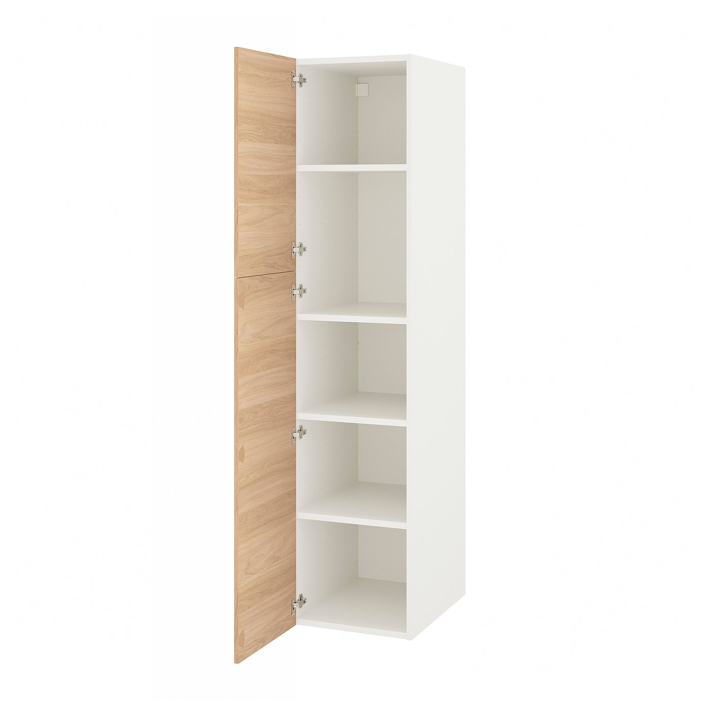 ENHET armoire haute 2 portes, blanc/eff chêne, 45.7x62.9x203.2 cm
