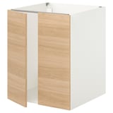 ENHET Armoire inférieure pr évier av pte, blanc/eff chêne, 24x24 3/4x30 "