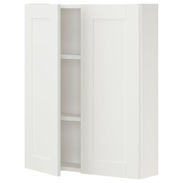 ENHET Armoire murale 2 portes, blanc/blanc cadre, 24x6 3/4x30 "