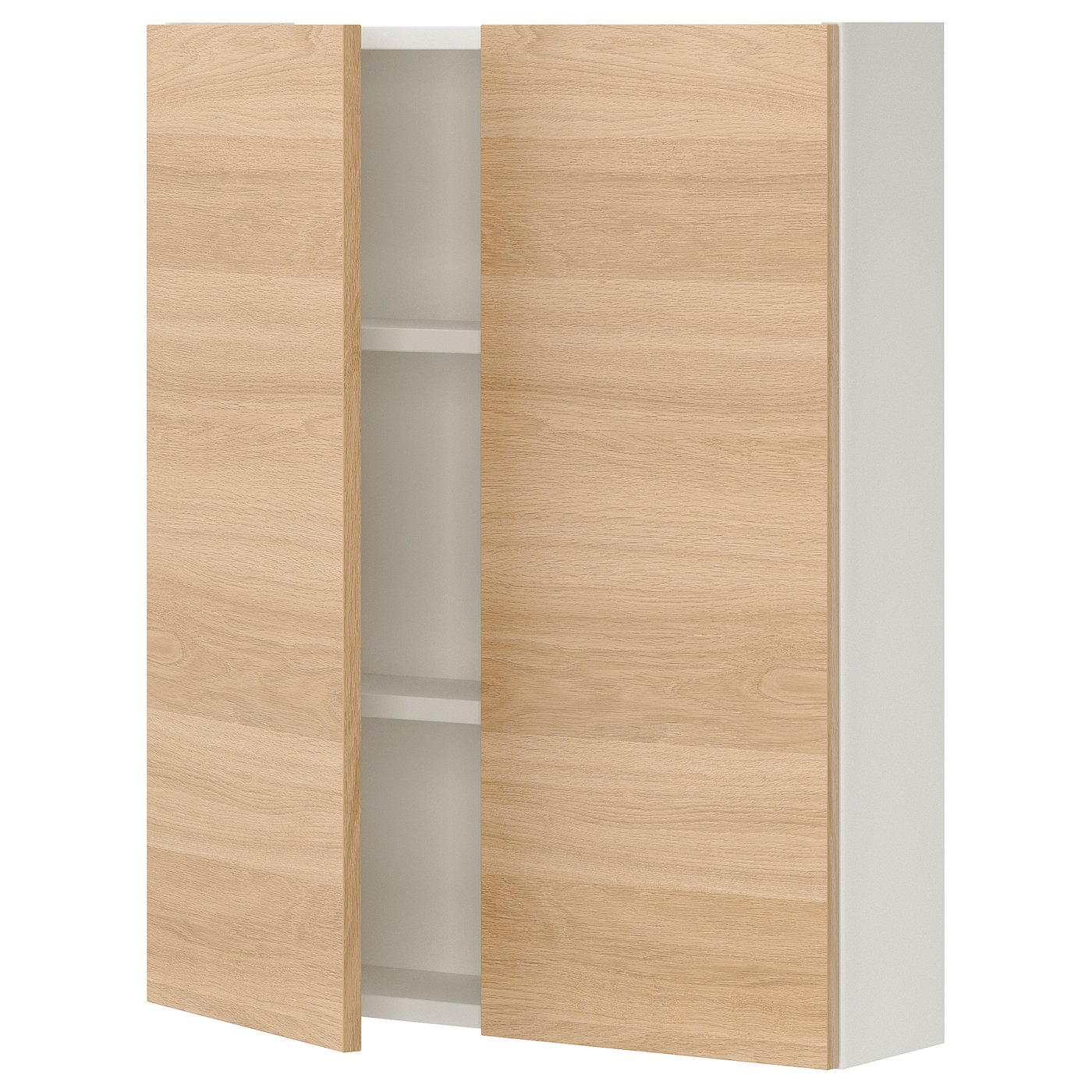 ENHET armoire murale 2 portes, blanc/eff chêne, 61x17x76 cm (24x63/4x30