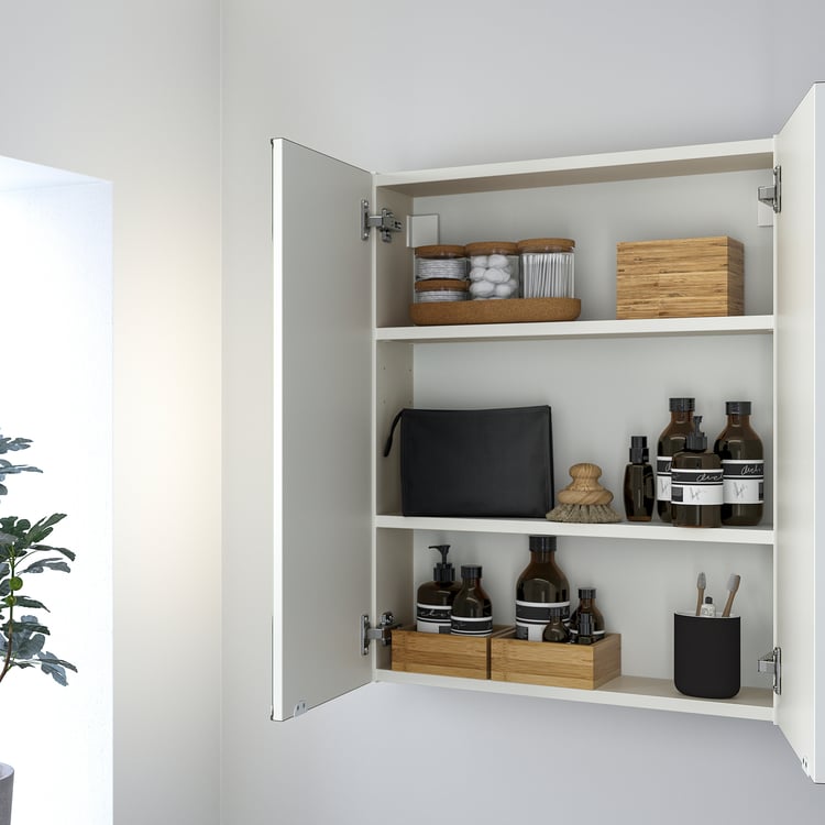 ENHET Armoire pharmacie 2 portes, blanc, 61x17x76 cm (24x63/4x30