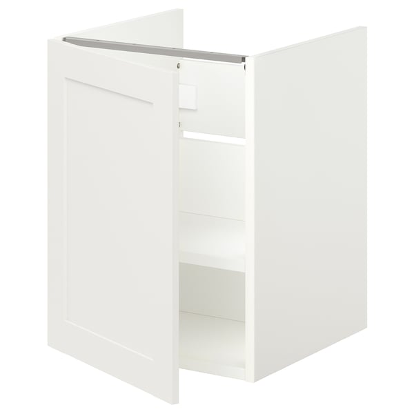 ENHET Meuble pour lavabo, 1 porte, blanc/blanc cadre, 18x18 3/4x24 "