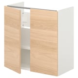 ENHET Meuble pour lavabo, 2 portes, blanc/eff chêne, 24x12 3/4x24 "