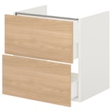 ENHET Meuble pour lavabo, 2 tiroirs, blanc/eff chêne, 24x18 3/4x24 "
